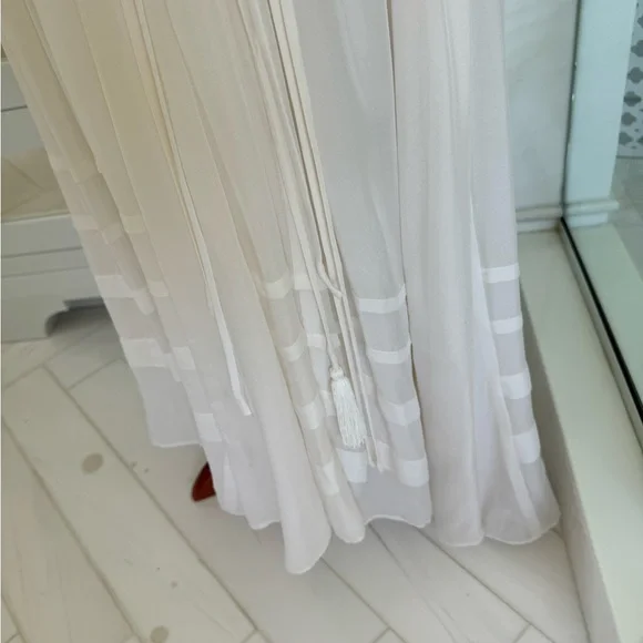 La ligne Isabelle white silk chiffon midi dress with double tie waist. Size Xs - Picture 7 of 8